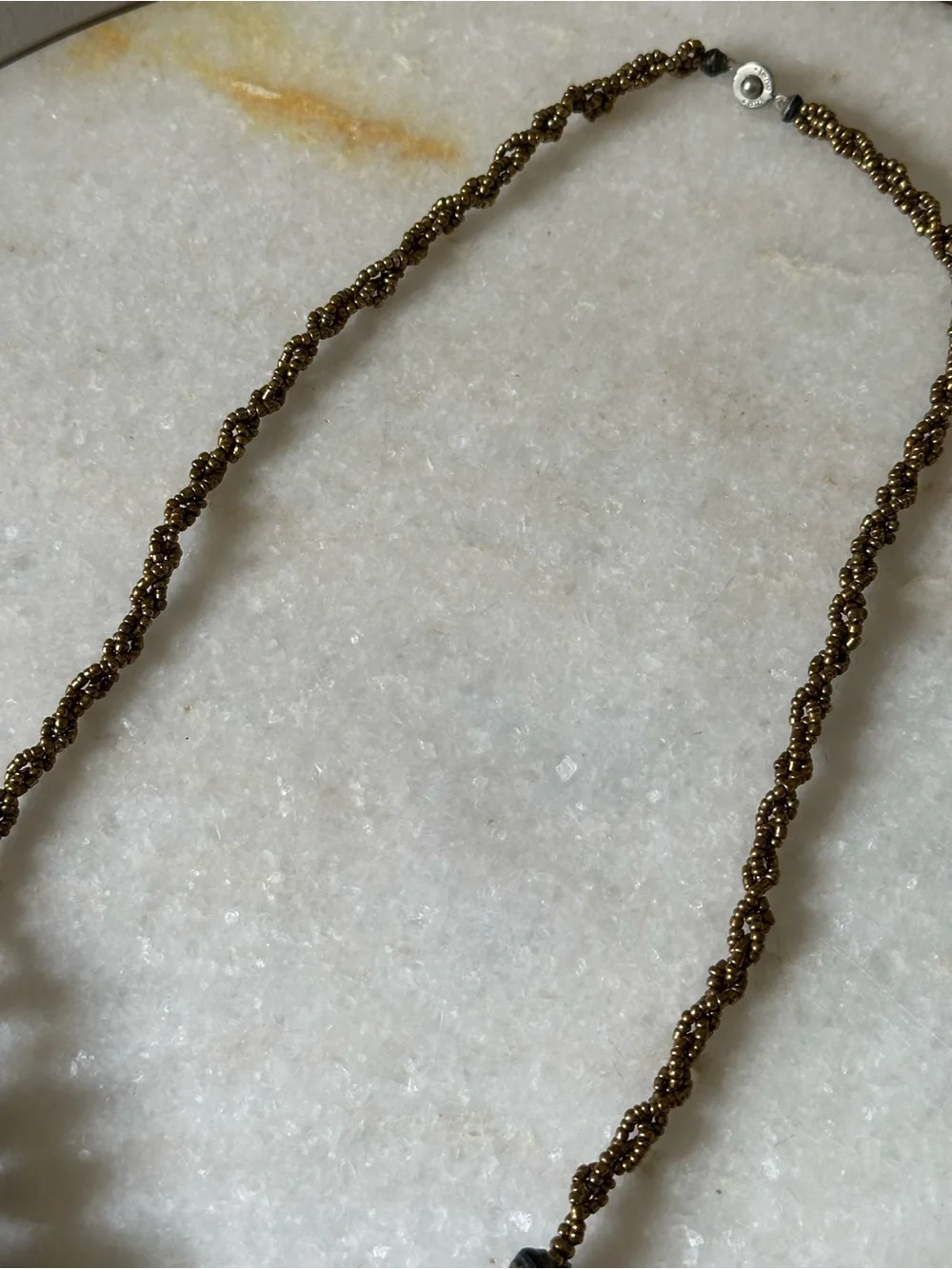 31 Bits Handcrafted Double Black Layer Gold Beaded Voyager Chunky Necklace Boho